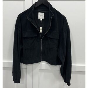 Woman's Aerie Black Velour Cropped Jacket Large Retro Inspired NWT